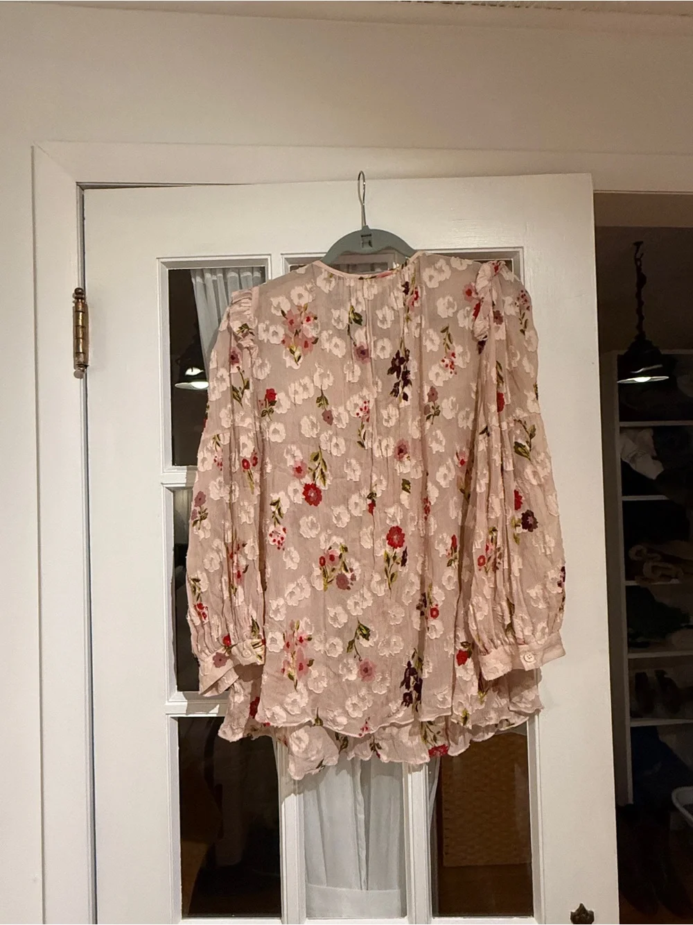 kate spade Pink Floral Ruffle Peasant Blouse